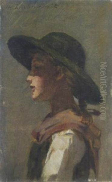 Tiroler Madchen Oil Painting by Hermann Lindenschmit