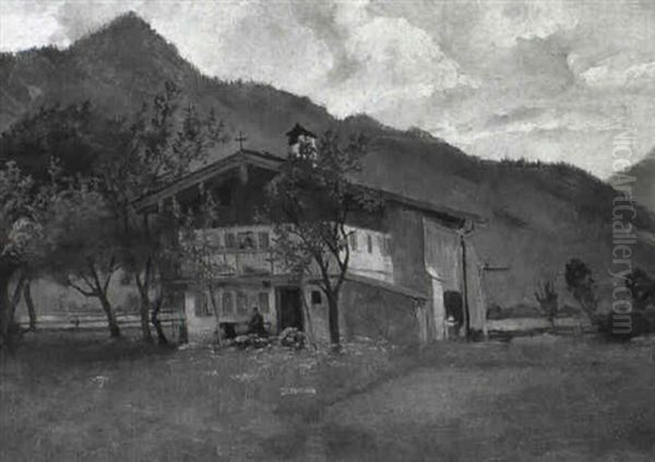 Bauernhaus In Oberbayern Oil Painting by Hermann Lindenschmit