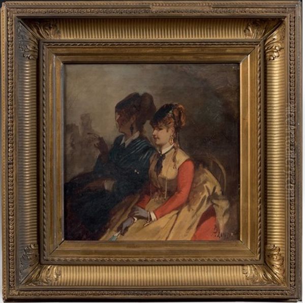 Deux Femmes Assises Oil Painting by Philippe Jacques Linder