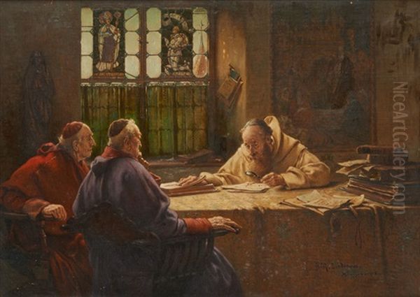 La Decouverte Du Manuscrit Oil Painting by Richard Linderum