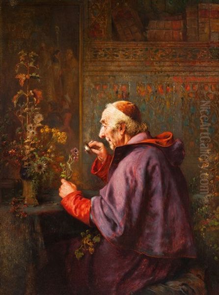 Der Blumenfreund Oil Painting by Richard Linderum