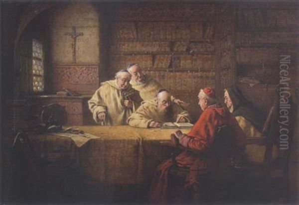 In Der Klosterbibliotek Oil Painting by Richard Linderum