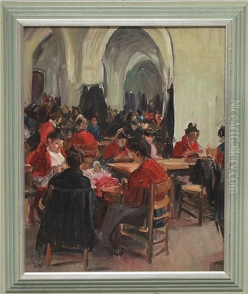 Zigarrendreherinnen Auf Kuba Oil Painting by Heinrich Linde-Walther