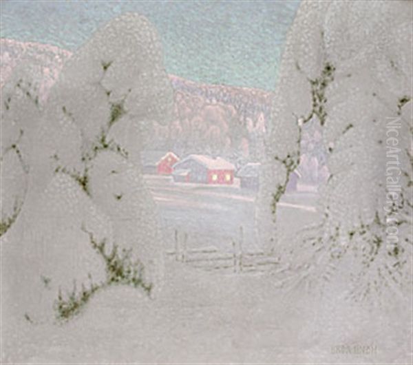 Under Snotyngda Granar Oil Painting by Bror Lindh