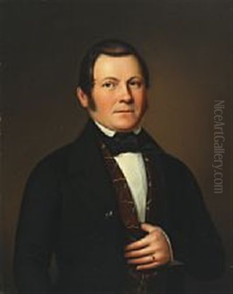 Portait Of Piano Manufacturer Erik Gustaf Granholm (1807-1872) Oil Painting by Johan Erik Lindh