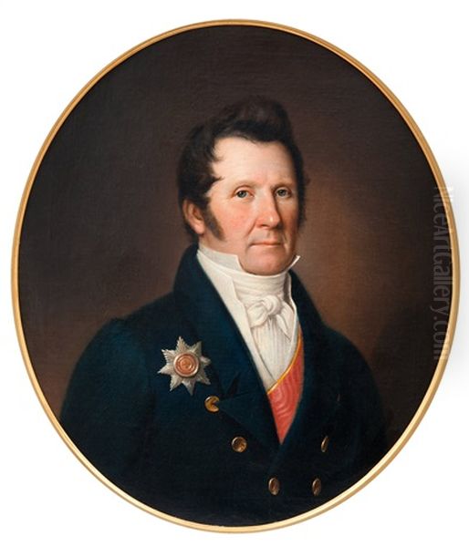 Portrait Of The Senator, Baron Gustav Mellin Oil Painting by Johan Erik Lindh