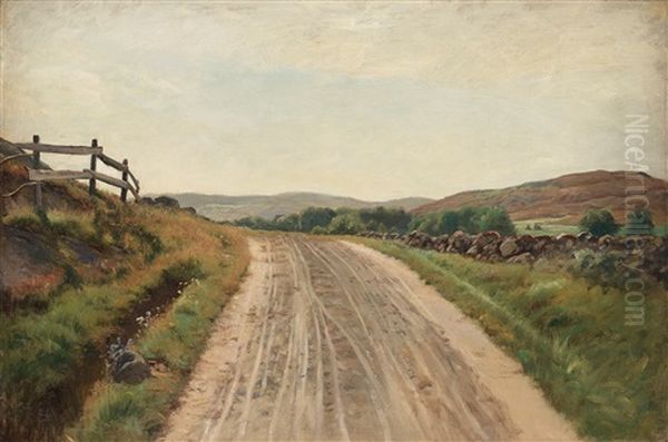 The Road To Skarvik, Hisingen, Gothenburg Oil Painting by Berndt Adolf Lindholm