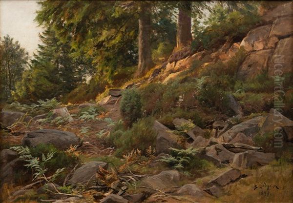 Forest Landscape Oil Painting by Berndt Adolf Lindholm