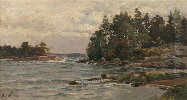 Paysage Lacustre Aux Pins Oil Painting by Berndt Adolf Lindholm