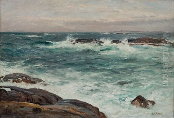 Stormy Sea Oil Painting by Berndt Adolf Lindholm