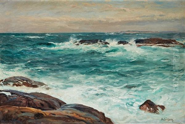 Stormy Sea Oil Painting by Berndt Adolf Lindholm