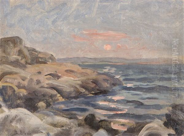 Sunset Oil Painting by Berndt Adolf Lindholm