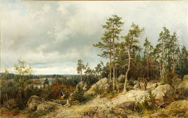 Landscape From Helsinki Oil Painting by Berndt Adolf Lindholm