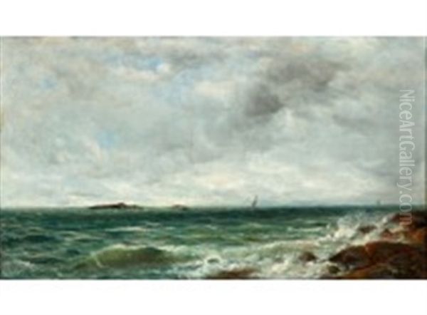 Seashore Oil Painting by Berndt Adolf Lindholm