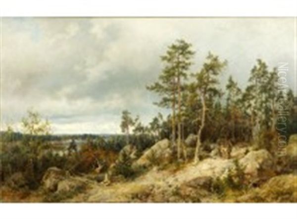 Landscape From Helsinki Oil Painting by Berndt Adolf Lindholm