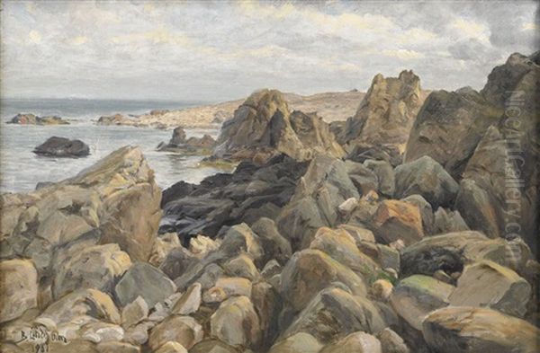 Kustlandskap Oil Painting by Berndt Adolf Lindholm