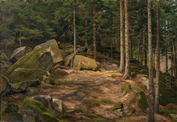 Forest View Oil Painting by Berndt Adolf Lindholm