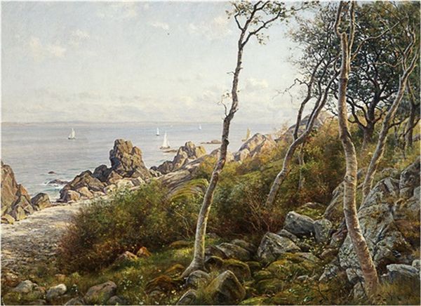 View From A Shore Oil Painting by Berndt Adolf Lindholm