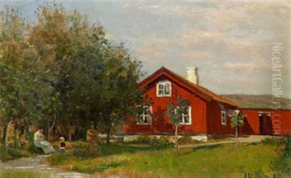 Eftermiddagslek Oil Painting by Berndt Adolf Lindholm