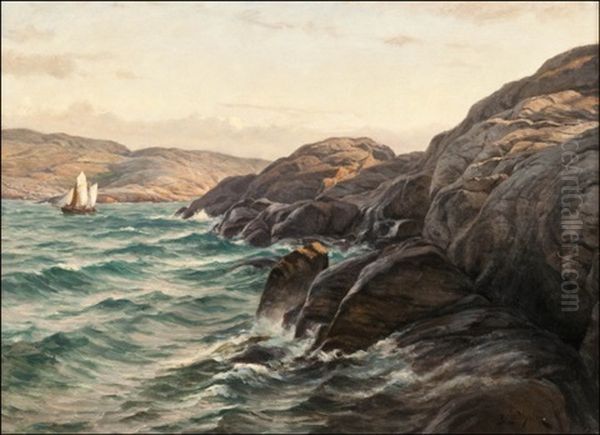 Saaristolaisnakyma Oil Painting by Berndt Adolf Lindholm