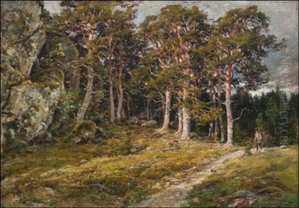 Metsastaja Oil Painting by Berndt Adolf Lindholm