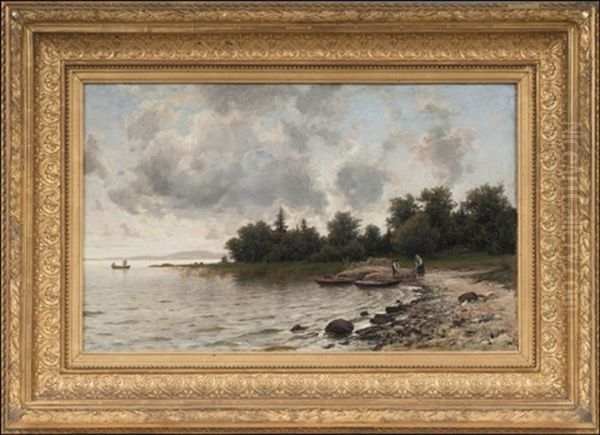 Kalastajia Rannalla Oil Painting by Berndt Adolf Lindholm