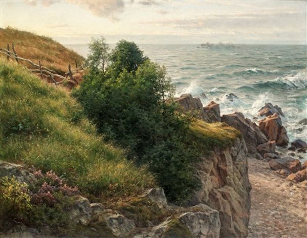 Kustlandskap Oil Painting by Berndt Adolf Lindholm