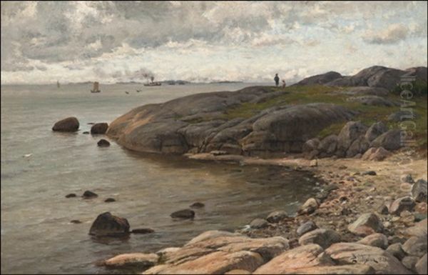 Rannikkomaisema Oil Painting by Berndt Adolf Lindholm