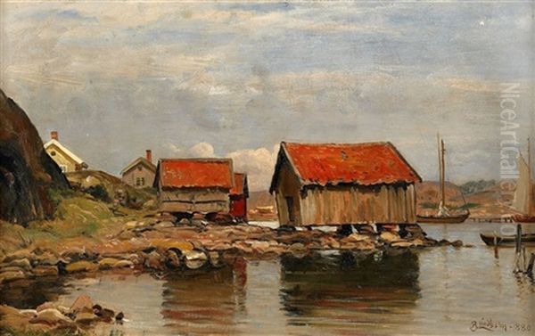 Fiskelage Oil Painting by Berndt Adolf Lindholm