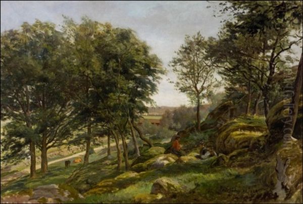 Lepohetki Luonnossa Oil Painting by Berndt Adolf Lindholm