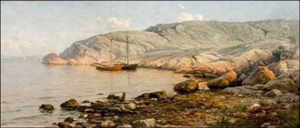 Rannikkomaisema Bohuslanista Oil Painting by Berndt Adolf Lindholm