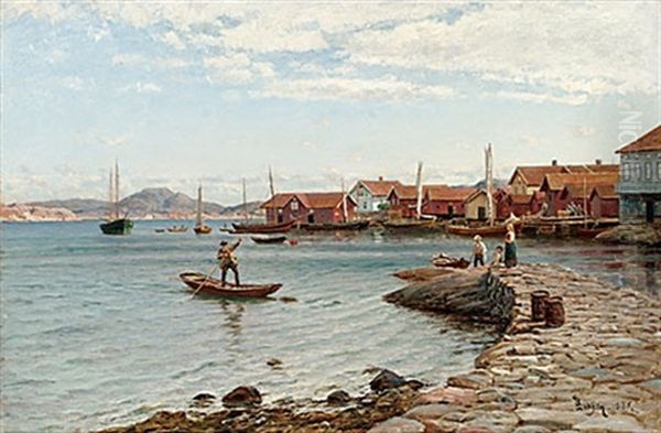 Pa Stenpiren Oil Painting by Berndt Adolf Lindholm