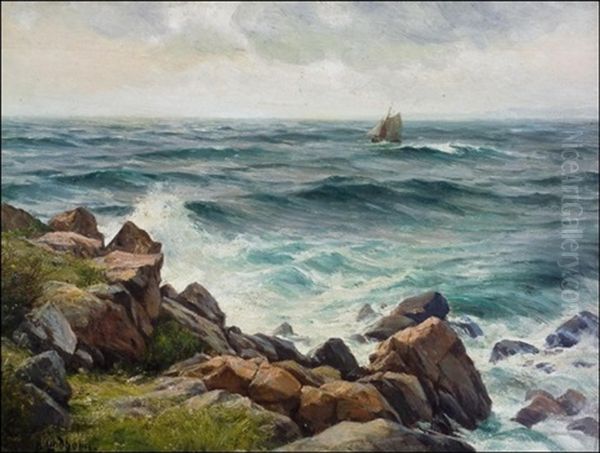 Rannikkomaisema Oil Painting by Berndt Adolf Lindholm