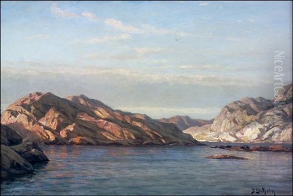 Rantakallioita Ilta-auringossa Oil Painting by Berndt Adolf Lindholm