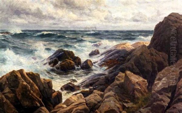 Kuohuva Meri Oil Painting by Berndt Adolf Lindholm