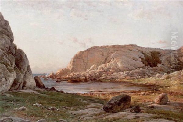 Solbelyst Skarardslandskap Oil Painting by Berndt Adolf Lindholm