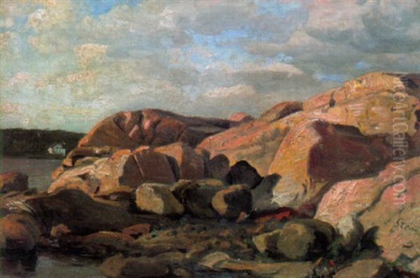 Aurinkoiset Rantakalliot Oil Painting by Berndt Adolf Lindholm