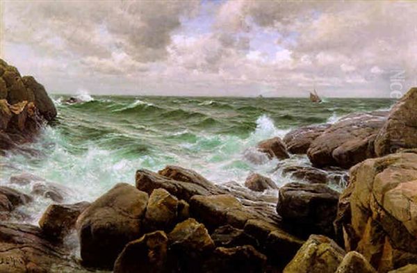 Purjehdusta Kovassa Tuulessa Oil Painting by Berndt Adolf Lindholm