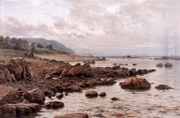 Strandlandskap I Aftonljus Oil Painting by Berndt Adolf Lindholm