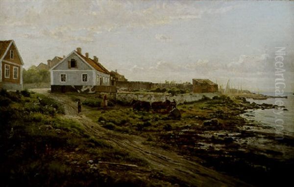 Vardagsliv Vid Havet Oil Painting by Berndt Adolf Lindholm