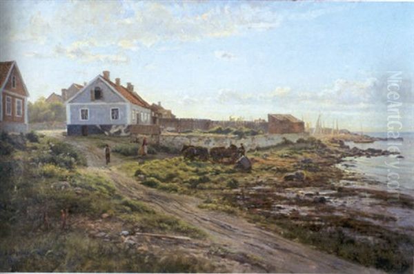 Vardagsliv Vid Havet Oil Painting by Berndt Adolf Lindholm