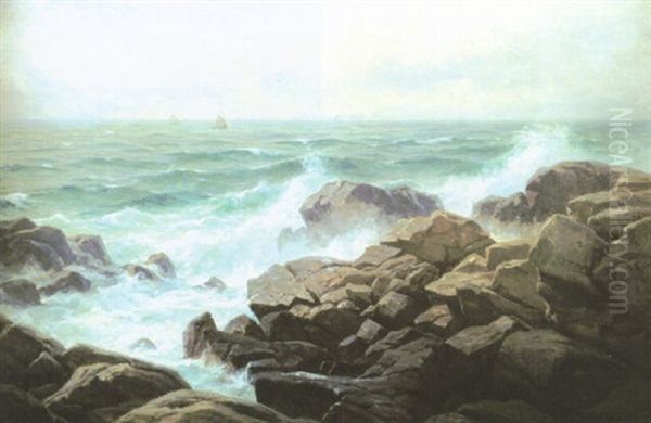 Strandbranningar Oil Painting by Berndt Adolf Lindholm