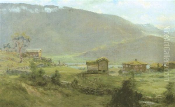 Vy Fran Norge, Gudbrandsdalen Oil Painting by Berndt Adolf Lindholm