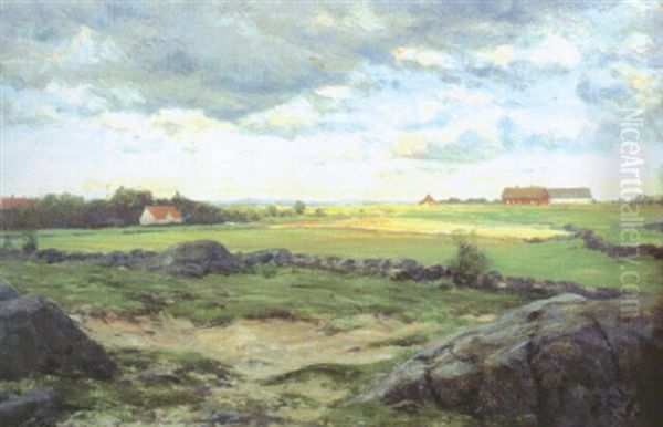 Landsbygd Oil Painting by Berndt Adolf Lindholm