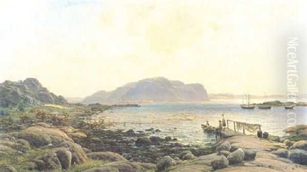 Strandliv Oil Painting by Berndt Adolf Lindholm