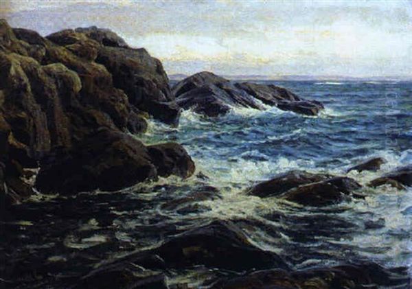 Strandklippor Oil Painting by Berndt Adolf Lindholm