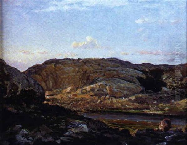 Klippor I Aftonljus Oil Painting by Berndt Adolf Lindholm