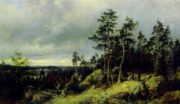 Maisema Helsingin Ulkopuolelta Oil Painting by Berndt Adolf Lindholm