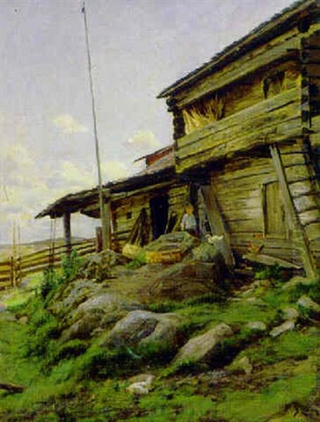 Maalaispiha Oil Painting by Berndt Adolf Lindholm