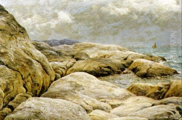 Segel Vid Kust Oil Painting by Berndt Adolf Lindholm